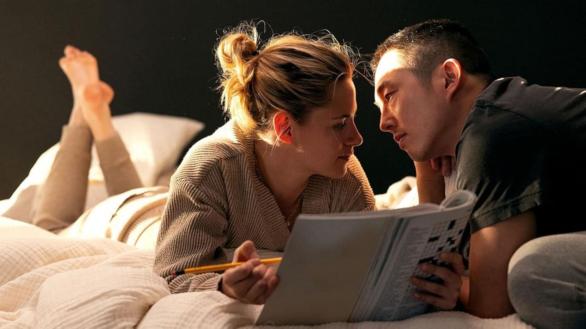 Kristen Stewart and Steven Yeun in Love Me (Image via Amazon Prime Video)